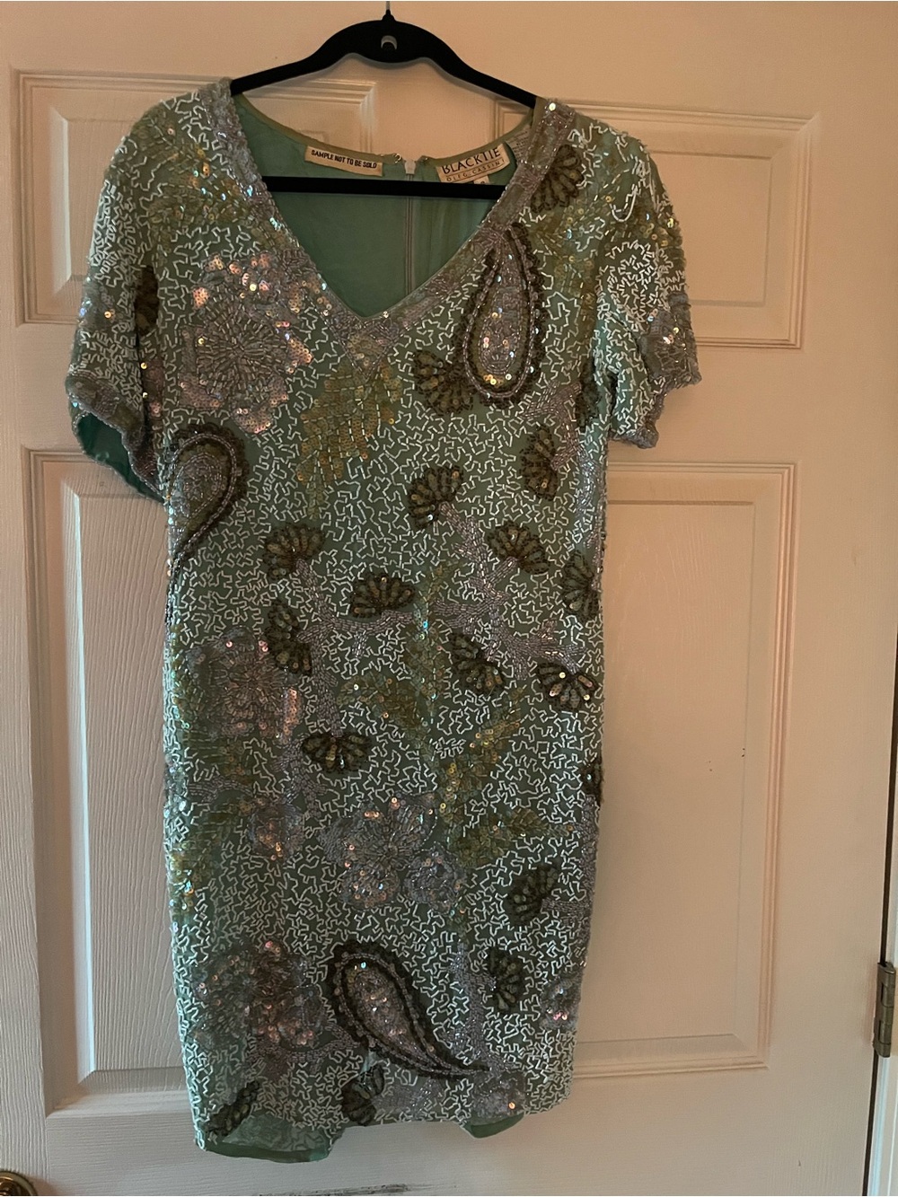 Mint Green Beaded Paisley Midi Dress
